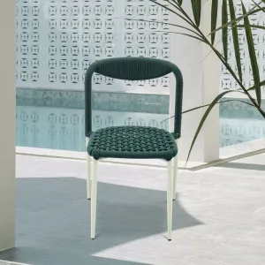 New Green Garden Restaurant Furniture Outdoor Patio Cafe Woven Rope Aluminum Armless Dining Chairs