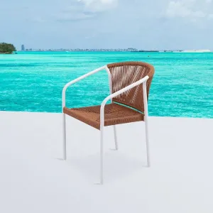 New Modern Brown Patio Wicker Aluminum Chairs Furniture Outdoor Garden Rattan Dining Armchairs for Restaurant