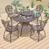 New 5 Piece Patio Restaurant Dining Set Furniture Outdoor Villa Garden Cast Aluminum Bbq Round Table and 4 Chairs