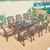Nordic Outdoor Patio Events Aluminum Rectangular Table Chairs Luxury Casting Dining Table Set 8 Seater for Party Rental