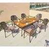 Nordic Restaurant Outdoor Dinner Table Set 6 Chairs Cast Aluminum Modern Terrace Long BBQ Grill Charcoal Table