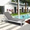 Nordic White Exterior Outdoor Patio Poolside Lounge Chair Furniture Aluminum Frame Garden Beach Chaise Sun Loungers with Wheels