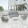 Outdoor Green Comfy Modern Patio Aluminum Couch Loveseat Setting Furniture Garden Rope Sectional Sofa Set