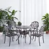 Outdoor Luxury Dining Table Set Umbrella 4 Seater Events Terrace Modern Cast Aluminum Garden Round Table and Chairs