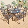 Outdoor Patio Durable Casting 6 Seater Dining Table Set Furniture Wedding Events Aluminum Luxury Round Table Chairs