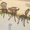 Outdoor Stackable Patio Waterproof Coffee Table Set Durable Balcony Furniture Garden Cast Aluminum Table and 2 Chairs