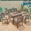 Outdoor Wedding Cast Dining Table Set 6 Seater Restaurant Stackable Aluminum Long BBQ Grill Table Charcoal Chairs