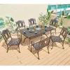 Outdoor Wedding Events Patio Dining Set 6 Seat Cast Aluminum Waterproof Dining Room Long Table and Chairs