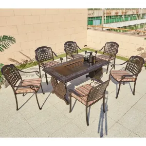 Outside Furniture Outdoor Rectangular 4-6 People Tea Table Living Room Conference Cast Aluminum Dining Table Set