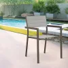 Outside Modern Grey Stackable Yard Garden Armchair Furniture Outdoor Patio Restaurant Aluminum Dining Chairs