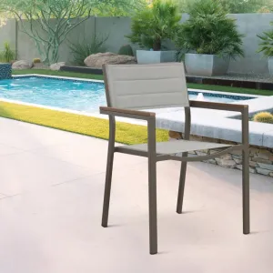 Outside Modern Grey Stackable Yard Garden Armchair Furniture Outdoor Patio Restaurant Aluminum Dining Chairs