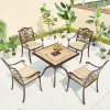 Outside Terrace Dining Square Table 4 Person Backyard Furniture Outdoor Restaurant Casting Aluminum Table Chairs Set