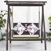 Patio Front Porch Furniture Outdoor Garden Cast Aluminum Double Seater 2 Person Hanging Swing Chair with Canopy
