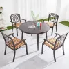 Portable Cafe Aluminum Patio Set Outdoor Furniture Modern Garden Parties Cast Round Dinning Table Set 4 Chairs