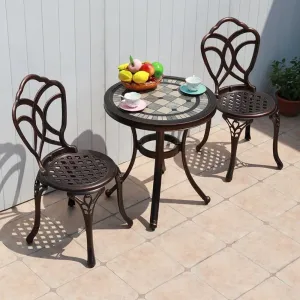 Portable Restaurant Casting Aluminum Patio Set Luxury Terrace Furniture Party Dining Square Table and Chair Set for 2