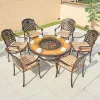 Restaurant Aluminum Dining Sets Chairs Garden Furniture Outdoor Backyard Casting BBQ Grill Round Table 4-6 People