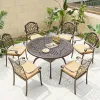 Restaurant French Bistro Round Table Terrace 6 Seater Chairs Luxury Balcony Combination Cast Aluminum Dining Table Set