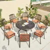 Space Saving Luxury Outdoor 9 Piece Patio Set Garden Furniture Outside Balcony Dining Cast Aluminum Round Table 8 Seater Chairs