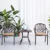 Stackable Garden Front Porch Dining Set Furniture Outdoor Patio Cafe Cast Aluminum Square Table and 2 Seater Chairs