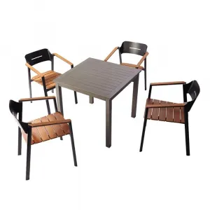 Stackable Modern Affordable 4 Seater Patio Cafe Furniture Outdoor Garden Aluminum Dining Table and Chairs Set
