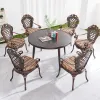 Stackable Outdoor Patio Balcony Furniture Cast Aluminum Dining Round Table Set 6 Seater