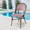 Stackable Red Modern Patio Wicker Dining Furniture Aluminum Outdoor Garden Rattan Bistro Chairs on Sale