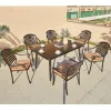 Stackable Villa Backyard Kitchen Party Long Table Set Modern Luxury Casting Aluminum Chair and Dining Set 6 Person