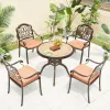 Stakcable Patio Furniture Picnic Dining Table Set Aluminum Patio 4 Seater Chairs Cast Round Outdoor Table Chairs