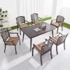 Unique Aluminum Restaurant Dining Set Outdoor Garden Furniture Vintage Terrace Cast Rectangular Table with 4 Chairs