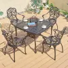 Villa Outdoor Patio Casting Square Table Chairs Furniture Aluminum Luxury Waterproof 4 Seat Dining Table Set