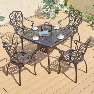 Villa Outdoor Patio Casting Square Table Chairs Furniture Aluminum Luxury Waterproof 4 Seat Dining Table Set