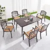 Waterproof Casting Leisure Long Table French Bistro Chair Patio Furniture Aluminum Restaurant Outdoor Dining Set