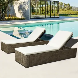 Waterproof Dark Brown Modern Exterior Pool Furniture Wicker Sun Chaise Loungers Chairs Outdoor Garden Patio Rattan Lounge Sunbed
