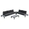 Waterproof Modern Black L Shape Patio Sectional Lounge Couch Furniture Outdoor Garden Corner Aluminum Seating Sofa Set on Sale