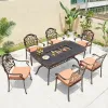 Waterproof Modern Garden Party Swimming Pool Rectangular Dining Set Outdoor Patio Cast Aluminum BBQ Table 6 Seater Chairs