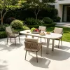 Weather Resistant Hotel Restaurant Oval Top Table 4 Chairs Outdoor Villa Garden Aluminum Woven Rope 5 Piece Complete Dining Set