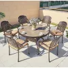 Wedding Durable Round Dining Table 6 Person Casting Aluminum Furniture Outdoor Backyard Restaurant Tables and Chairs