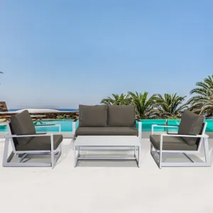 White Cheap Outside Patio Couch Loveseat Furniture Outdoor Garden Sectional Conversation Aluminum Sofa Set on Sale