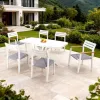 White Garden Table 6 Seater Armchairs Furniture Outdoor Patio Cafe 7 Piece Aluminum Rope Dining Set