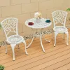 White Modern Design Outdoor Furniture Restaurant 3 Piece Dining Set Cast Aluminum Coffee Shop Round Table and 2 Person Chairs