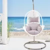 White Modern Patio Garden Wicker Furniture Outdoor Front Porch Rattan Metal Swing Hanging Egg Chair with Stand