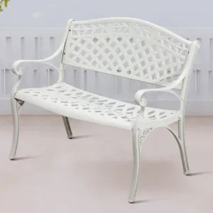 White Patio Exterior Front Porch Furniture Outdoor Garden Park Cast Aluminum Benches for Sale