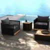 Best Modern Teak Wood Outdoor Sofa Set-Durable Waterproof for Courtyard Hotel Use