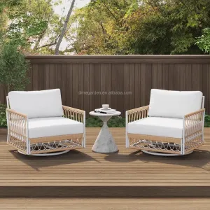 Comfortable Modern Outdoor Rattan Sofa Set Waterproof Cushions Bedroom Villa Living Room Courtyard Eco-Friendly Wicker Rust