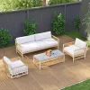 Comfortable Modern Outdoor Rattan Sofa Set Waterproof Cushions Bedroom Villa Living Room Courtyard Eco-Friendly Wicker Rust