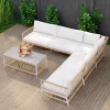 Comfortable Modern Outdoor Rattan Sofa Set Waterproof Cushions Bedroom Villa Living Room Courtyard Eco-Friendly Wicker Rust