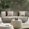 Commercial Durable Outdoor Furniture Set for Dining Courtyard Use Waterproof Sunscreen Two Seat Rattan Sofa Tea Table Set