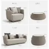Commercial Durable Outdoor Furniture Set for Dining Courtyard Use Waterproof Sunscreen Two Seat Rattan Sofa Tea Table Set