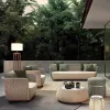 Commercial Durable Outdoor Furniture Set for Dining Courtyard Use Waterproof Sunscreen Two Seat Rattan Sofa Tea Table Set