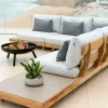 Contemporary Teak Single Sofa All Weather Relaxation Garden Furniture Luxury Outdoor Sofa With Cushions